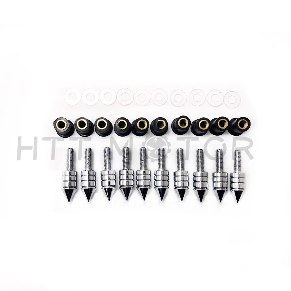 10X Windshield Bolts Screw Kit for Honda Suzuki Yamaha Kawasaki (Chrome)