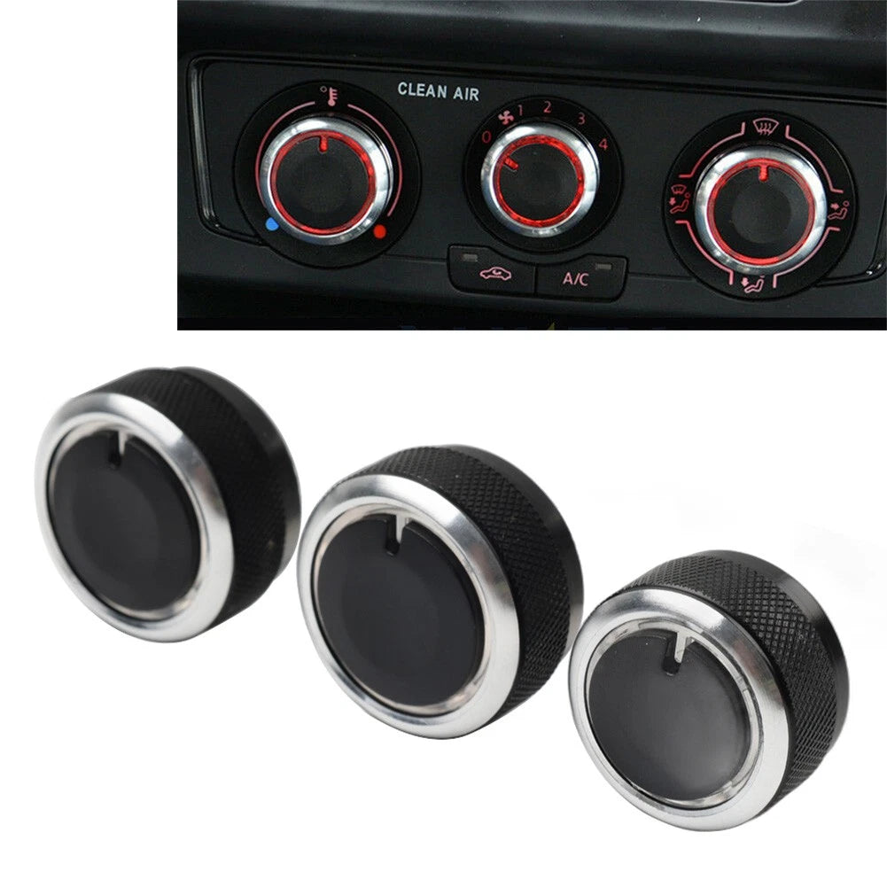 3Pcs A/C Heat Control Knob for VW Polo (2004–2013)
