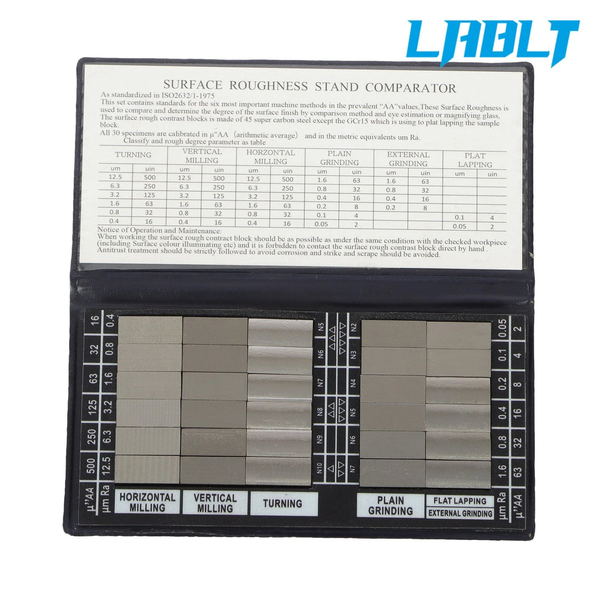 Surface Roughness Standards Set with 32 Feeler Gauges for LABLT (30 Pack)
