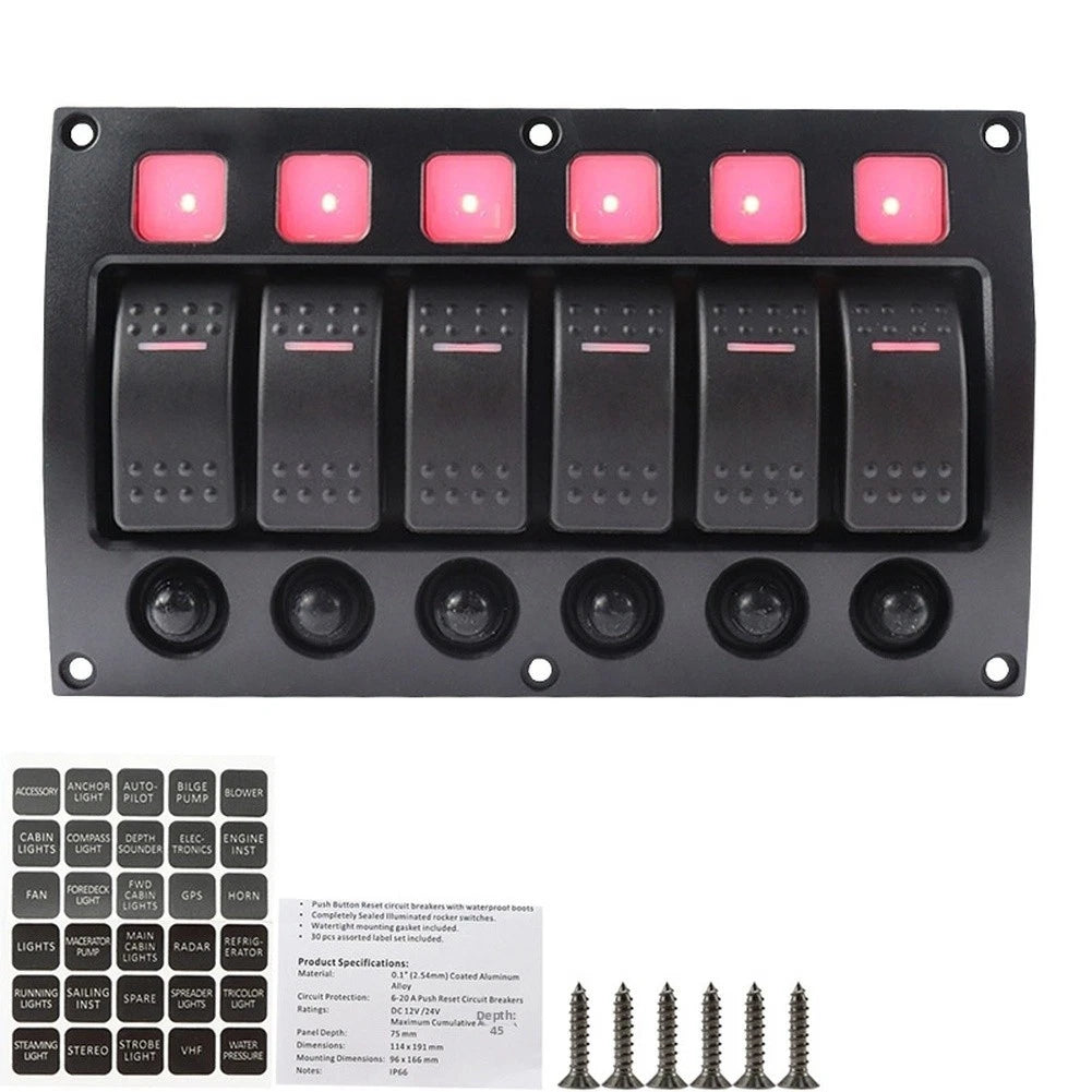 4 Position LED Switch Panel for RV Marine (12V 24V)