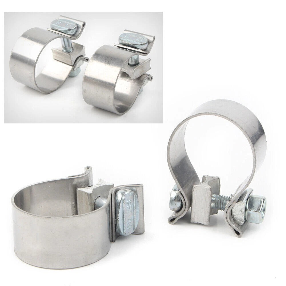 Pair 1.75 inch Stainless Steel Exhaust Clamp Replacement Universal For Harley