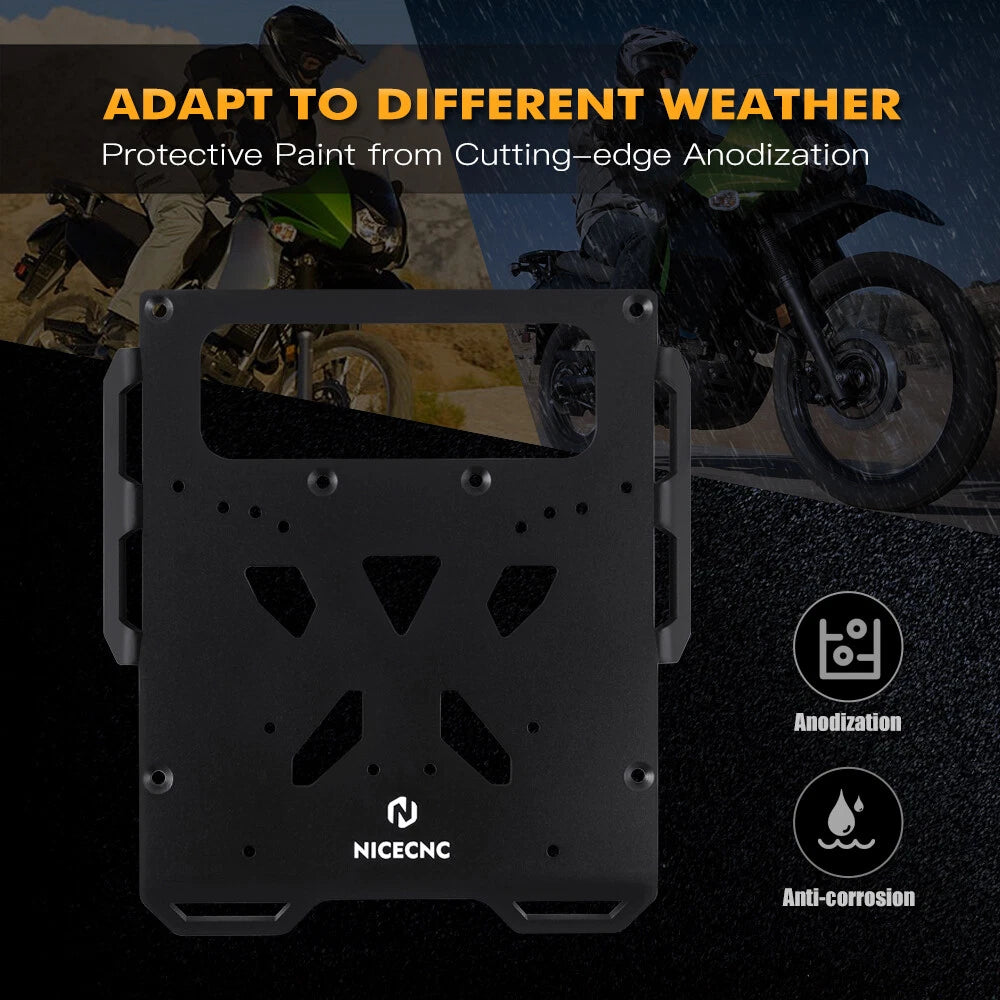 Aluminum Rear Luggage Rack Bracket Plate Kit for Kawasaki KLR650 (2008–2018)