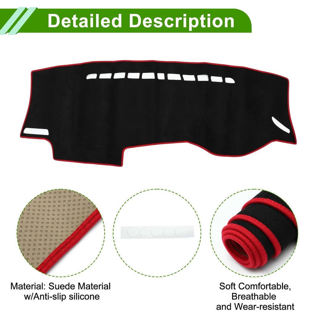Dashboard Cover Mat for VW Golf 7 (2013–2016) Sun Protector Black Red