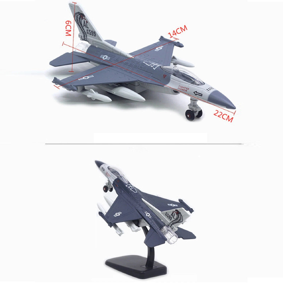 F16 Fighter Jet Alloy Model Plane with Sound & Light