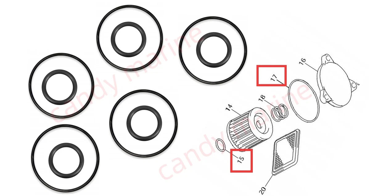 5pcs Oil Filter O Ring Seal Kit for Suzuki DF 8 9.9 15 20 (N/A) 09280-54001 09280-13004