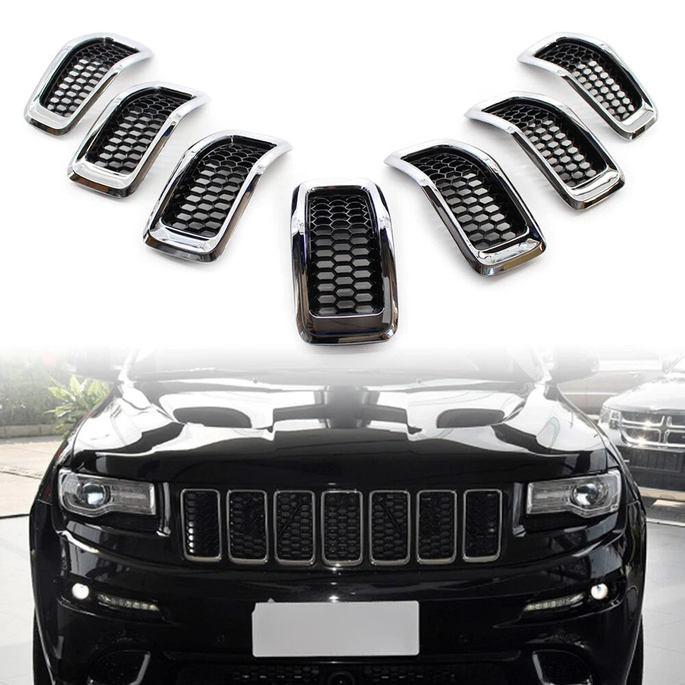 Chrome Front Honeycomb Grille Inserts for Jeep Cherokee (2014–2018)