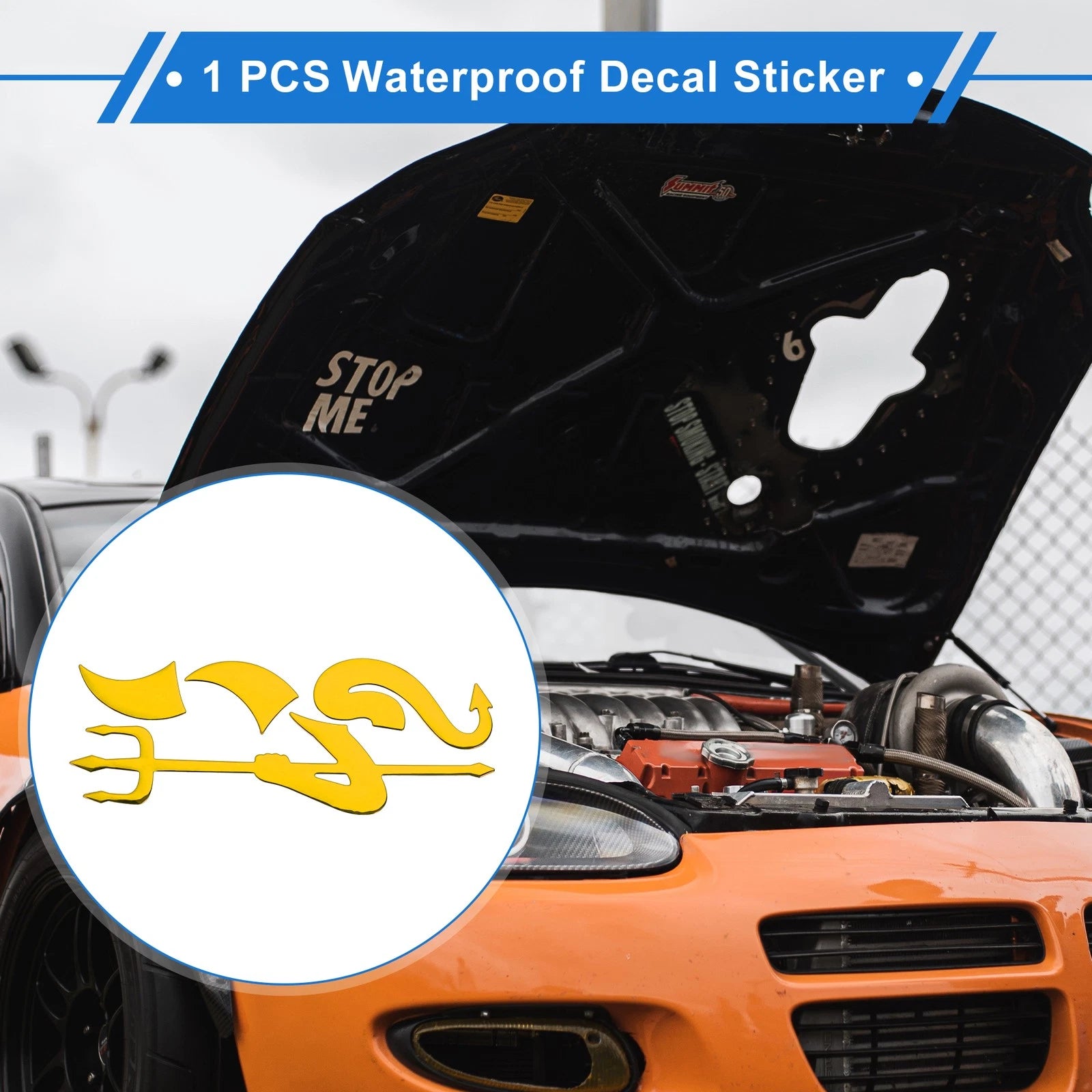 Devil Fork Pattern Bumper Sticker Decal for Cars (15x6cm)