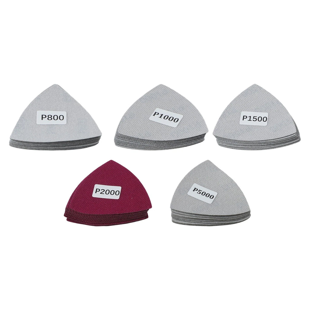 50x Triangle Sanding Sheets for Universal Use (90mm, 800-5000 Grit)