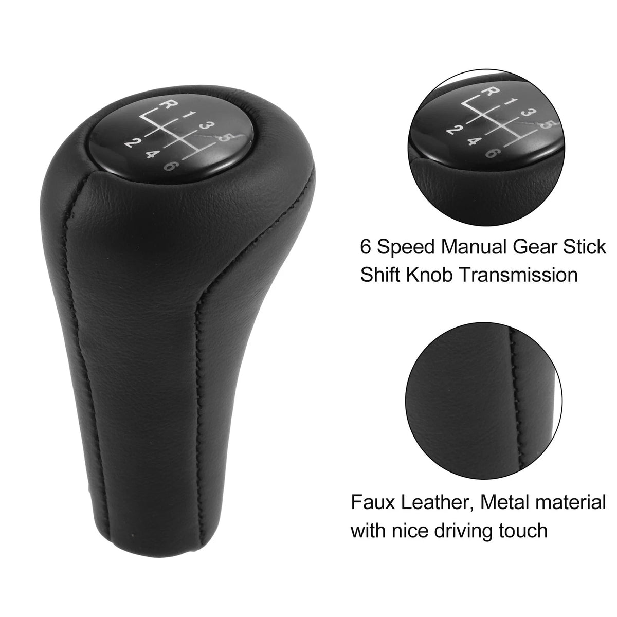 6 Speed Manual Shift Knob Faux Leather for BMW 3 Series (2006–2019)