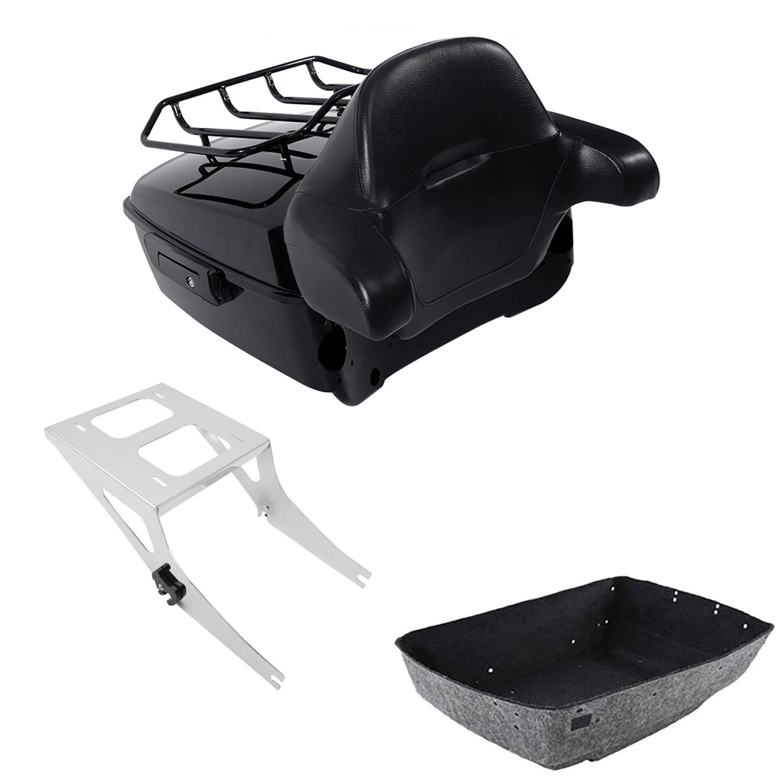 2X Trunk Luggage Backrest Mounting Rack for Harley Fatboy (2008–2017)