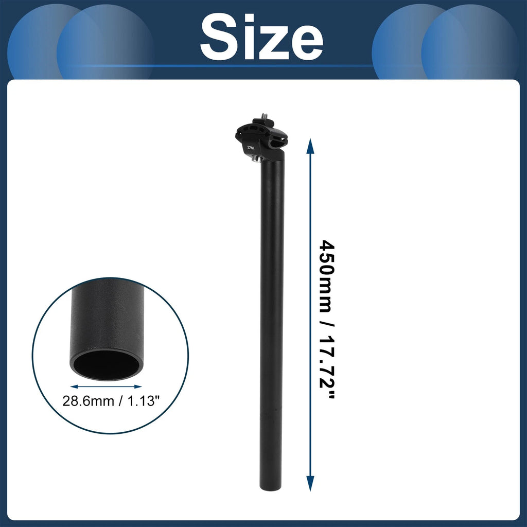 Bike Seat Post 28.6x450mm Adjustable Angle with Fixing Clip for Universal