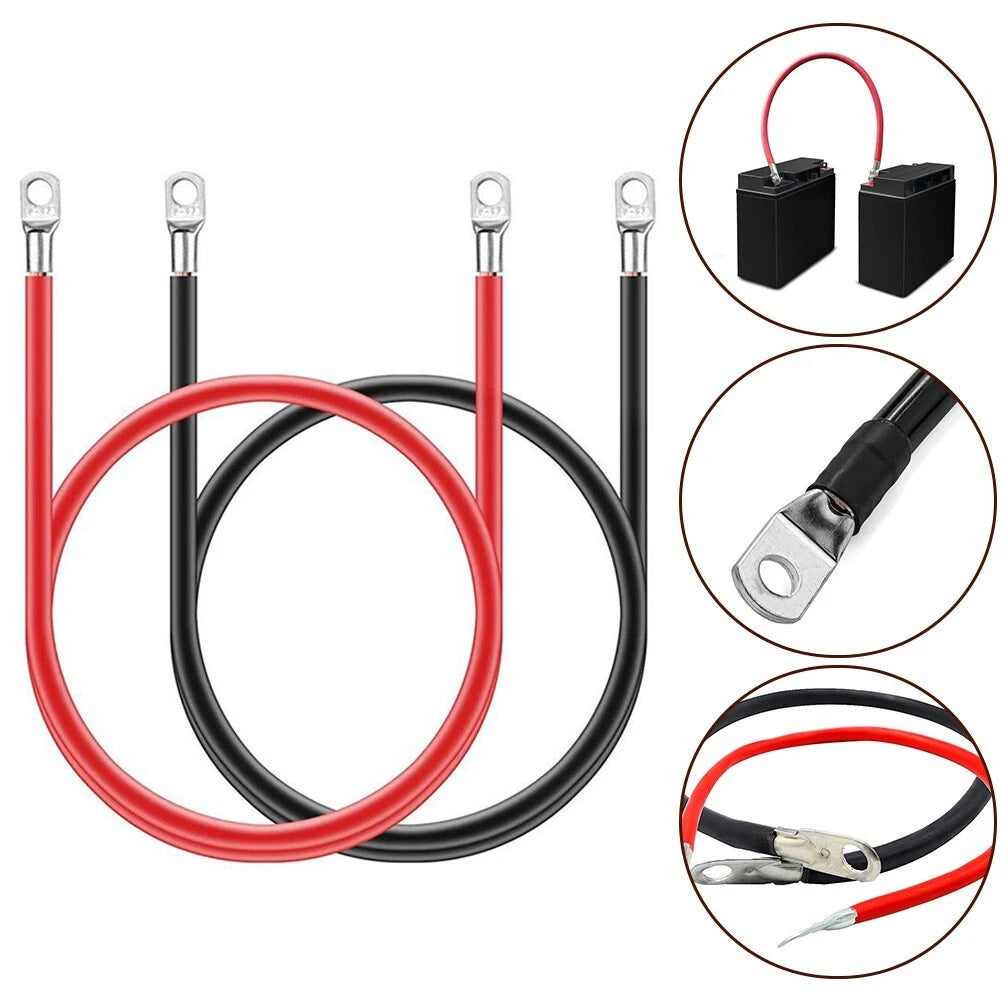 2AWG Battery Connection Cable with Metal Ring Terminals for