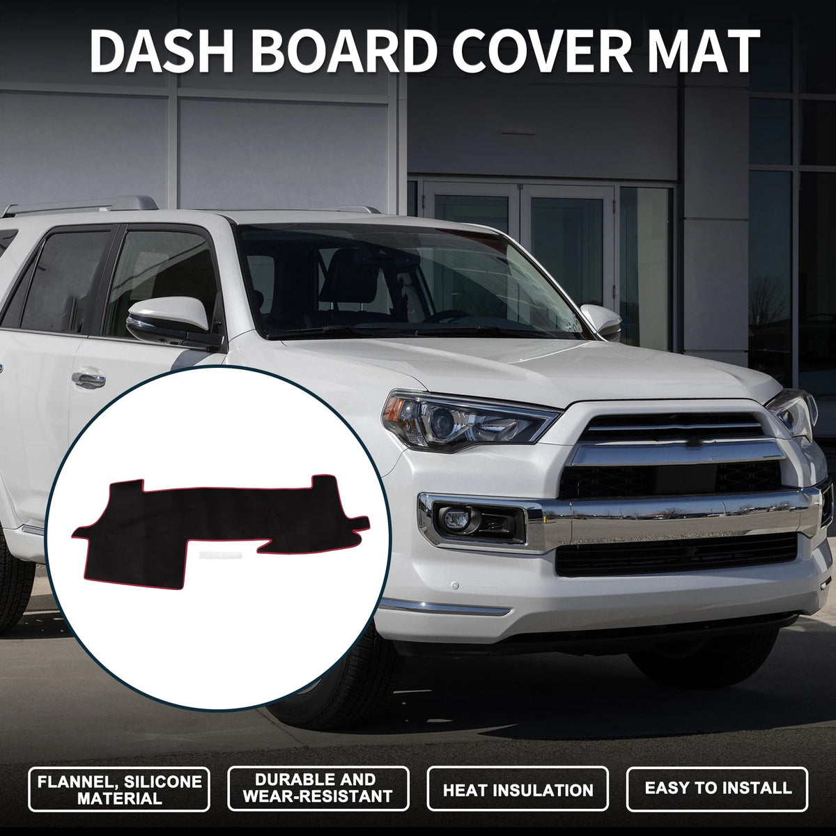 Dashboard Cover Mat for Toyota Mark X (2004–2020) Black Red