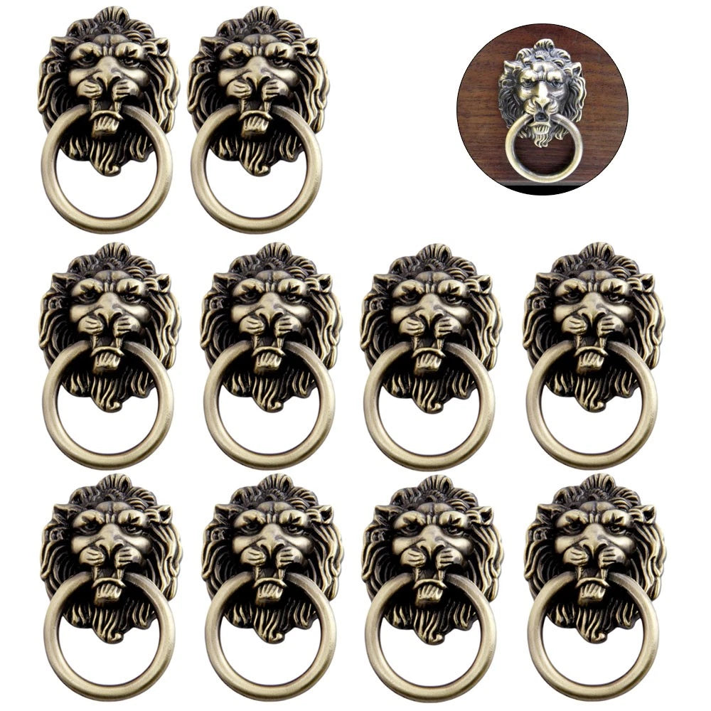10X Lion Head Door Pull Knob Handles for Cabinet Drawer Hardware