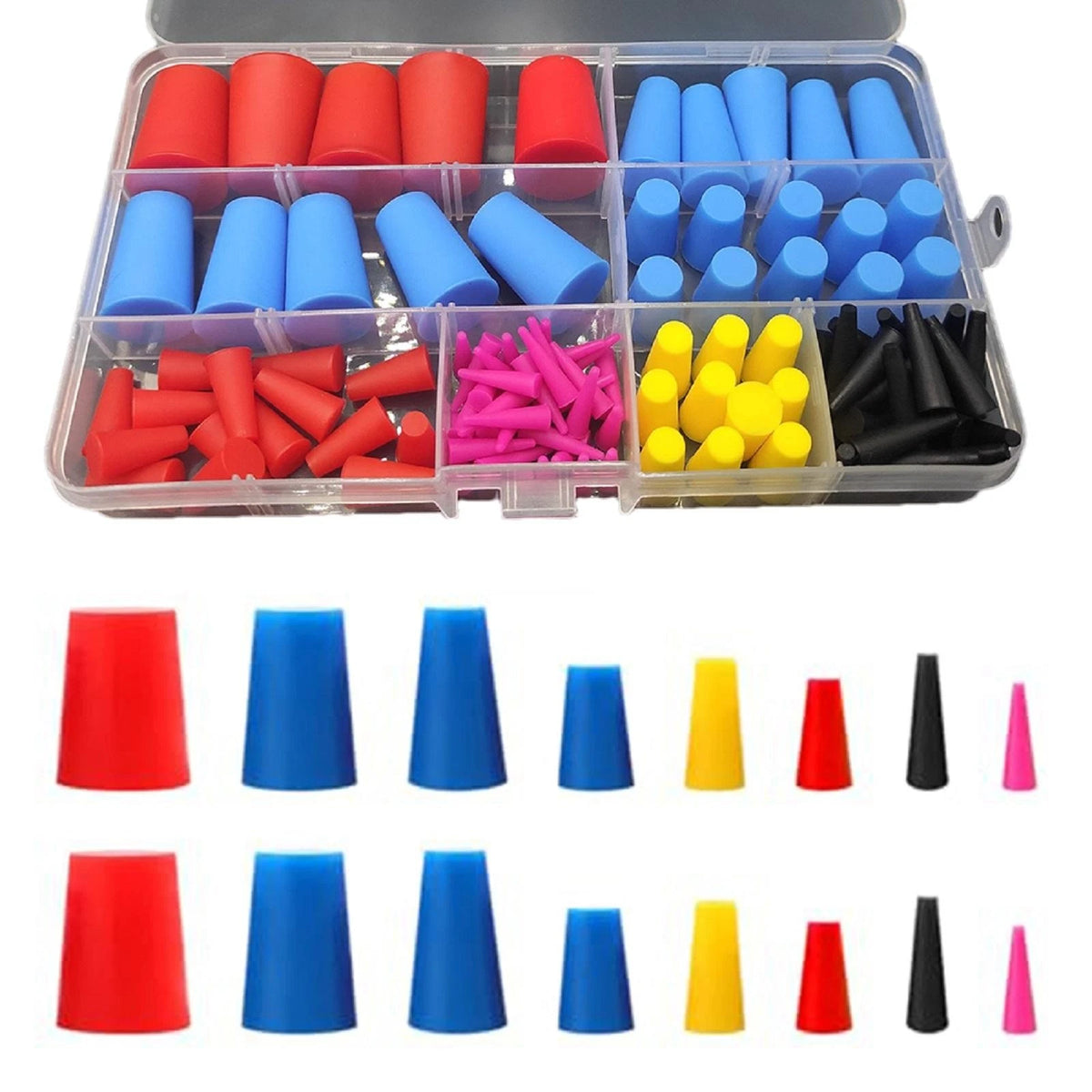Complete Set of 100 Conical Silicone Stoppers for Painting and Anodizing