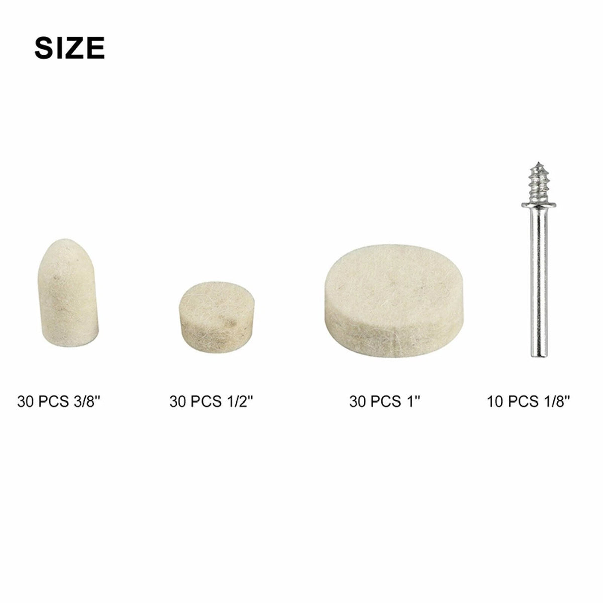 Set of 4 Felt Pad Wheels with Mandrel for Polishing