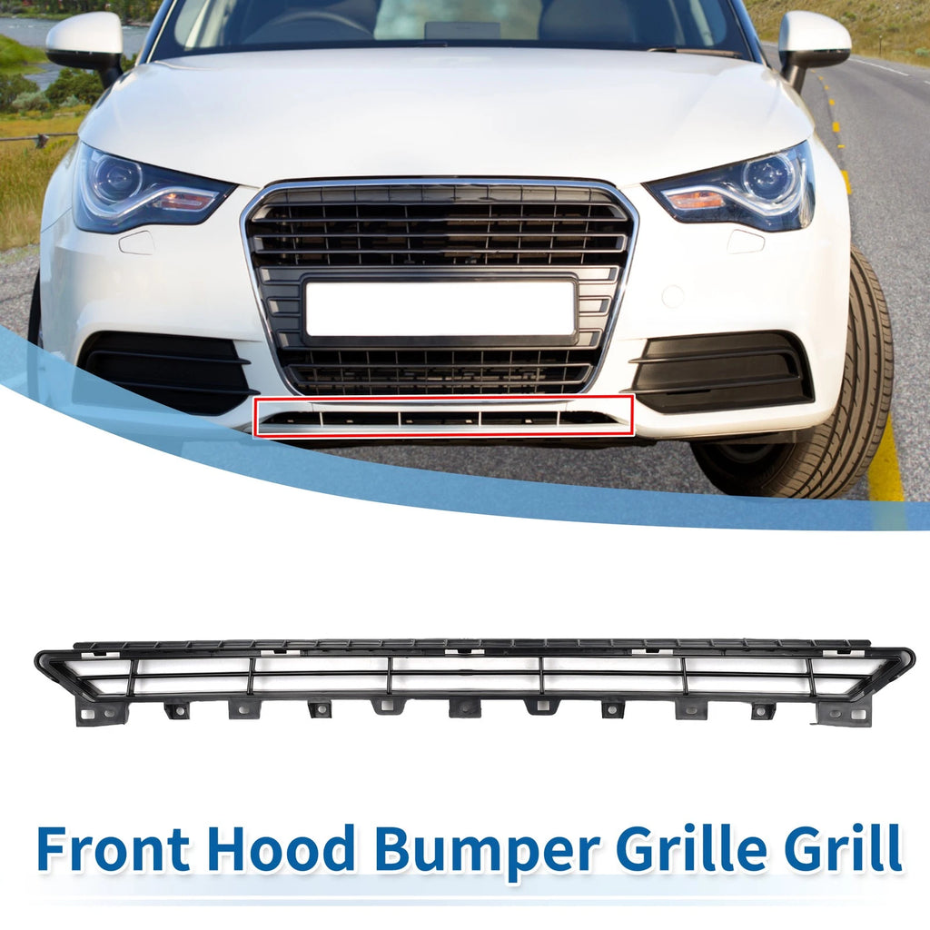 Front Lower Hood Bumper Grille for Audi A1 (2015–2018) Black ABS Plastic