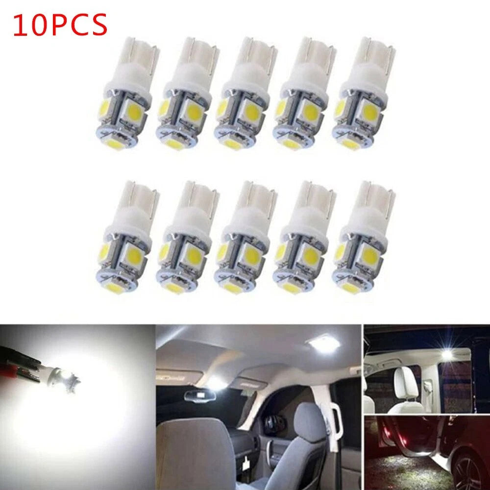T10 White LED Bulbs 10 Pack for Universal Vehicles