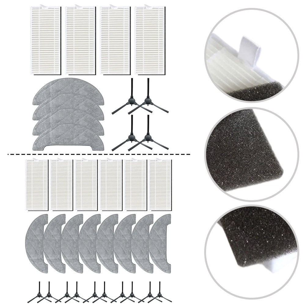Replacement Kit with Side Brushes, HEPA Filters, Mop Cloths for ABIR K30