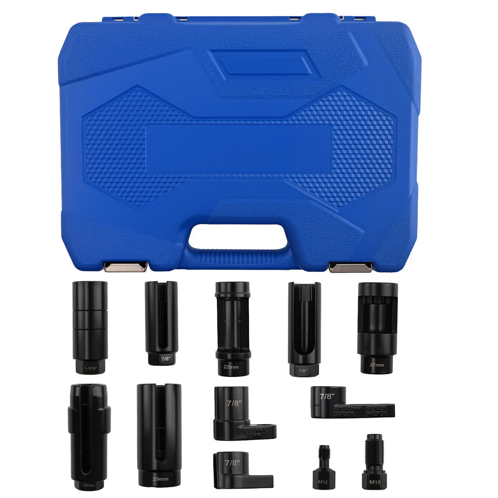 12pc Oxygen Sensor Socket Set 1/2" 3/8" Drive 22mm 27mm 29mm 6-Point 12-Point