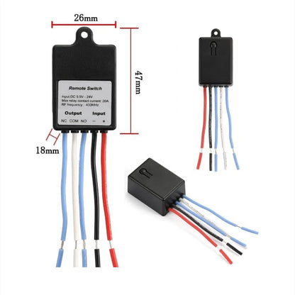 1-Channel RF Relay Mini Wireless Remote Control Switch for DC 6V 12V 24V