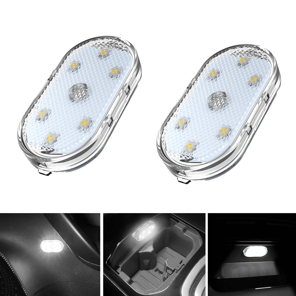2Pcs Magnetic Car Interior Dome Light 5V LED Touch Reading Lamp USB Rechargeable