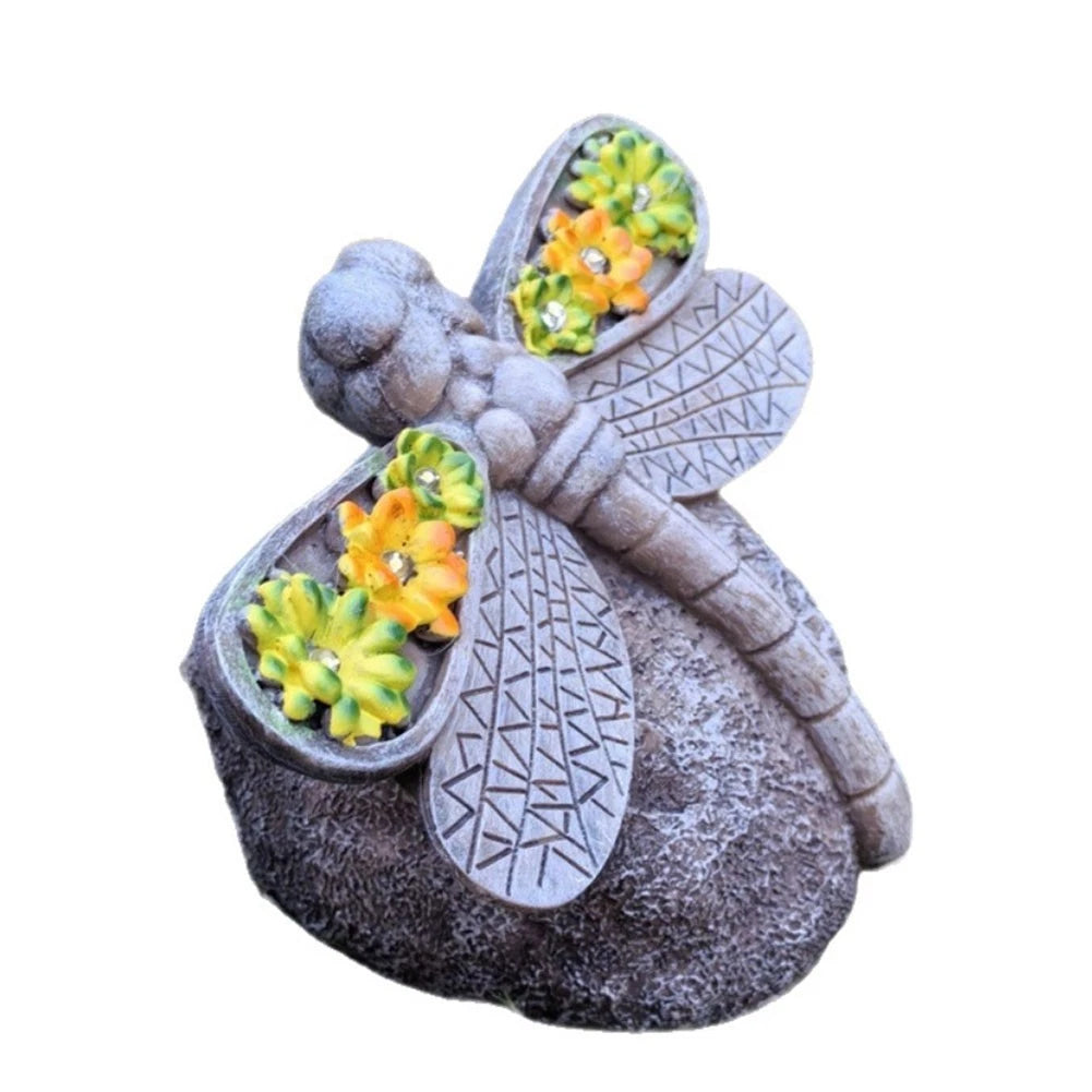 Solar Light Dragonfly Sculpture for Garden Decor
