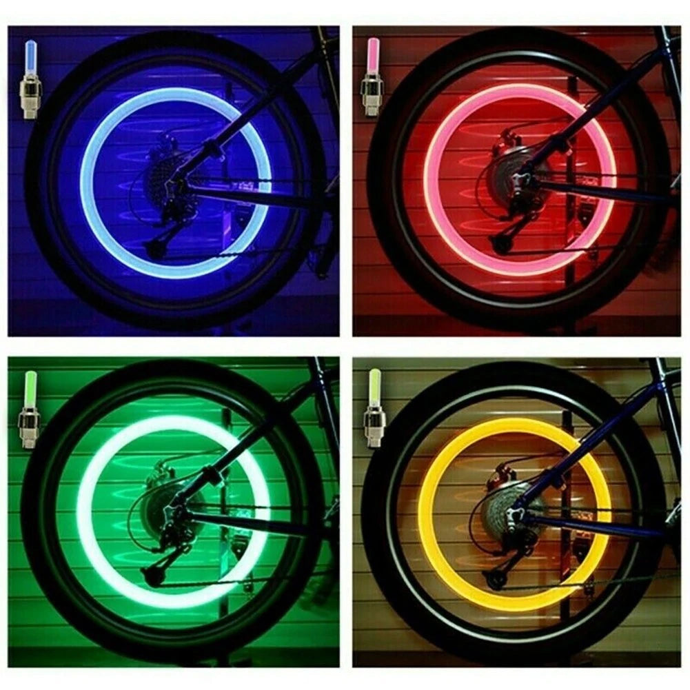 LED Valve Stem Dust Caps for Bike/Bicycle/Car/Motorcycle (Universal)