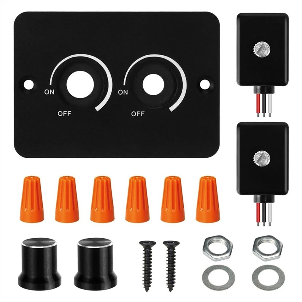 DC 12V Dimmer for Home Use - Double Dimmer, Black Aluminum