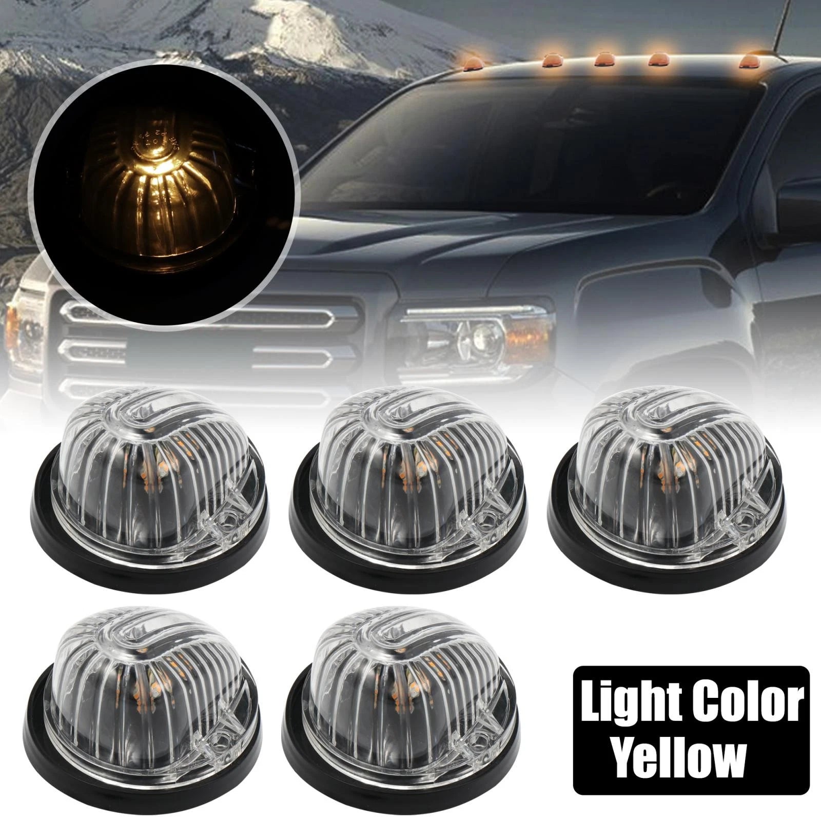 5pcs Cab Marker Light Clear Lens Replacement for GMC C1500 (1979–1984, 1986)