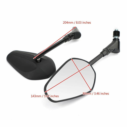 10MM Motorcycle Mirrors Pair for Universal Fit (Bike/Motorbike/Moped) Black