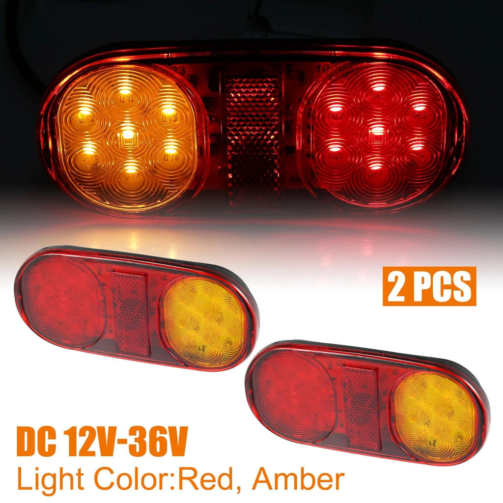 2 Pack LED Trailer Lights 12V-36V Stop Turn Brake for Red Amber