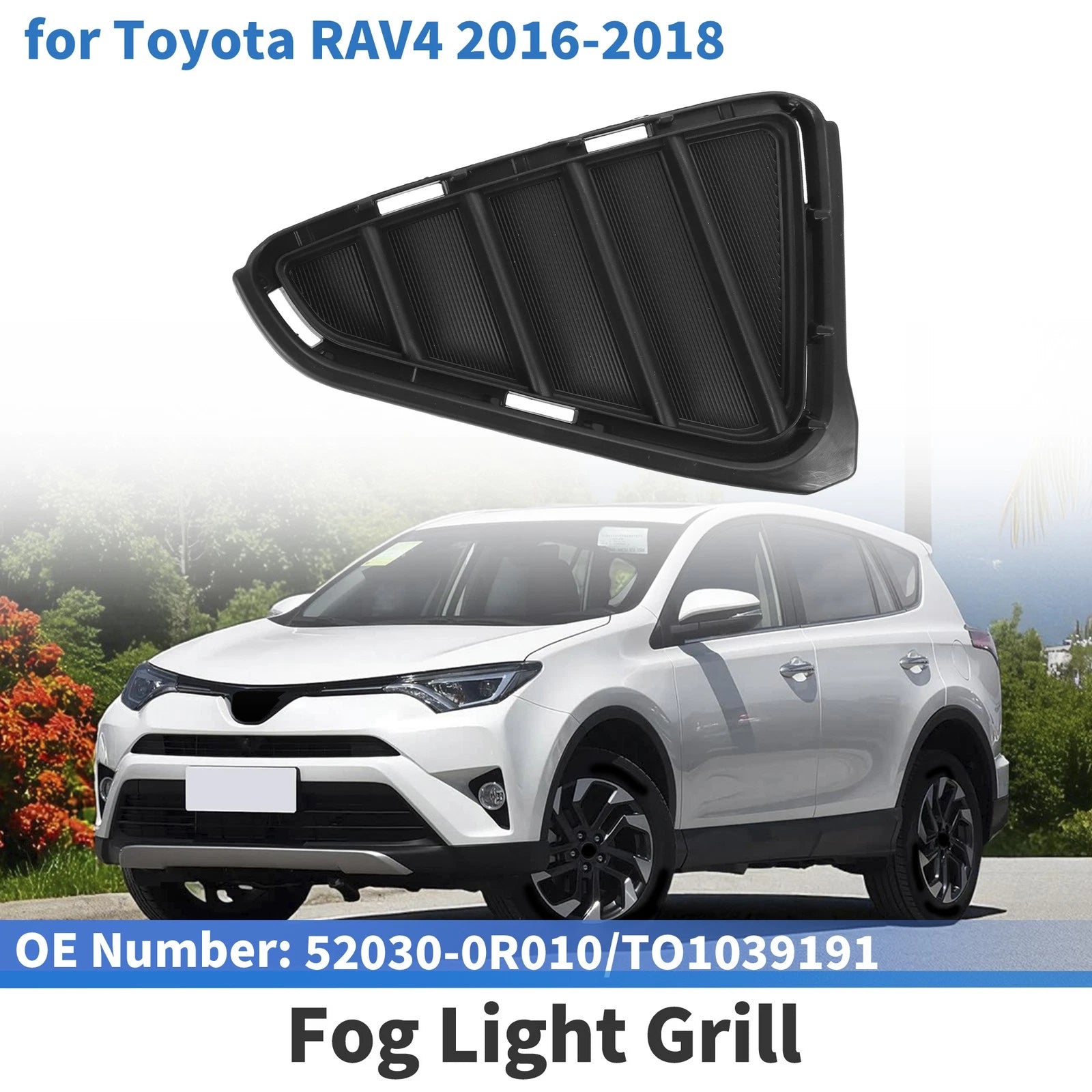 Front Right Front Bumper Fog Light Cover Replacement for Toyota RAV4 (2016–2018)