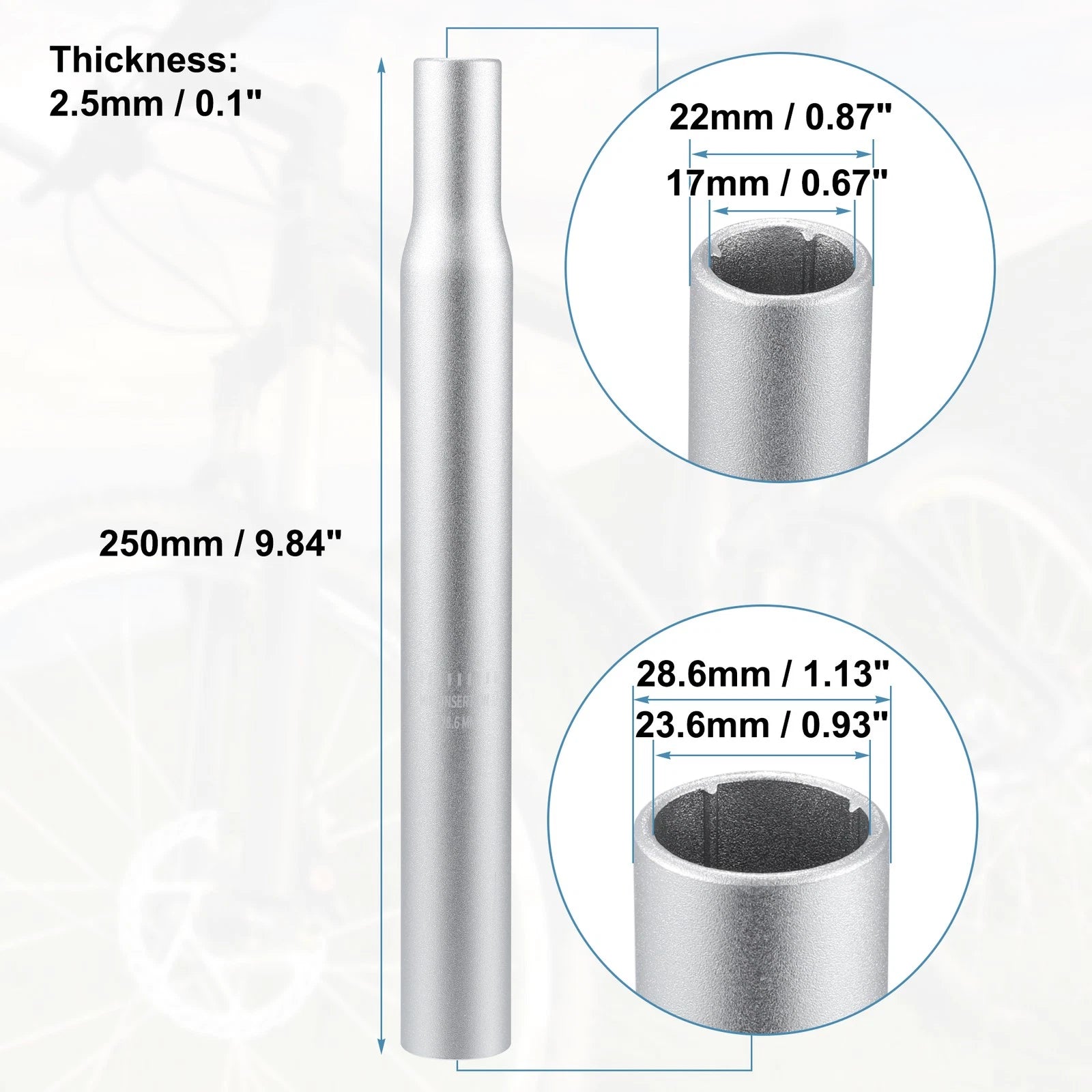 Aluminum Alloy Seat Post with Scale Mark for Bicycle Silver Tone (28.6mm)