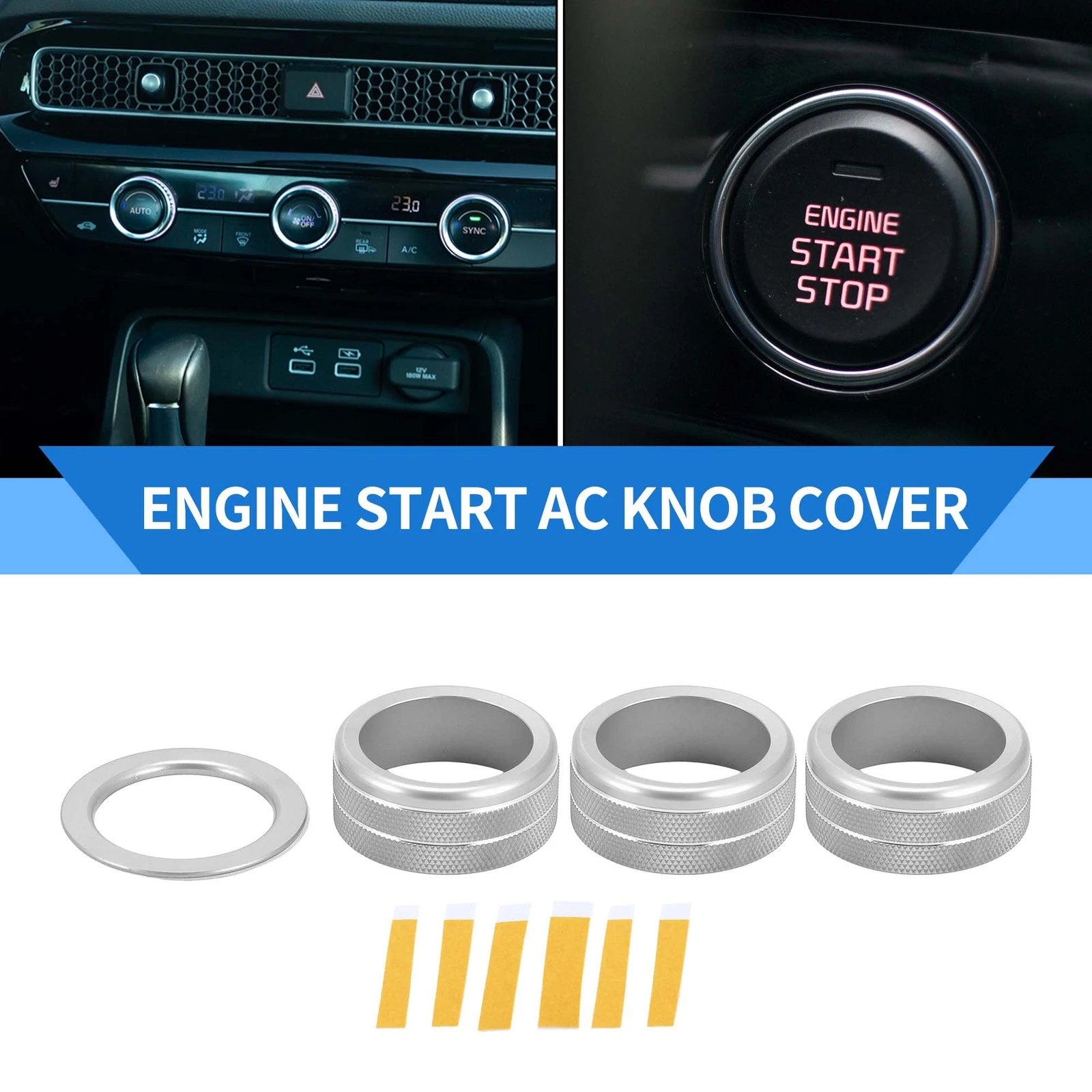 Engine Start Switch Knob Cover Ring Set for Honda Civic (2022–2024)