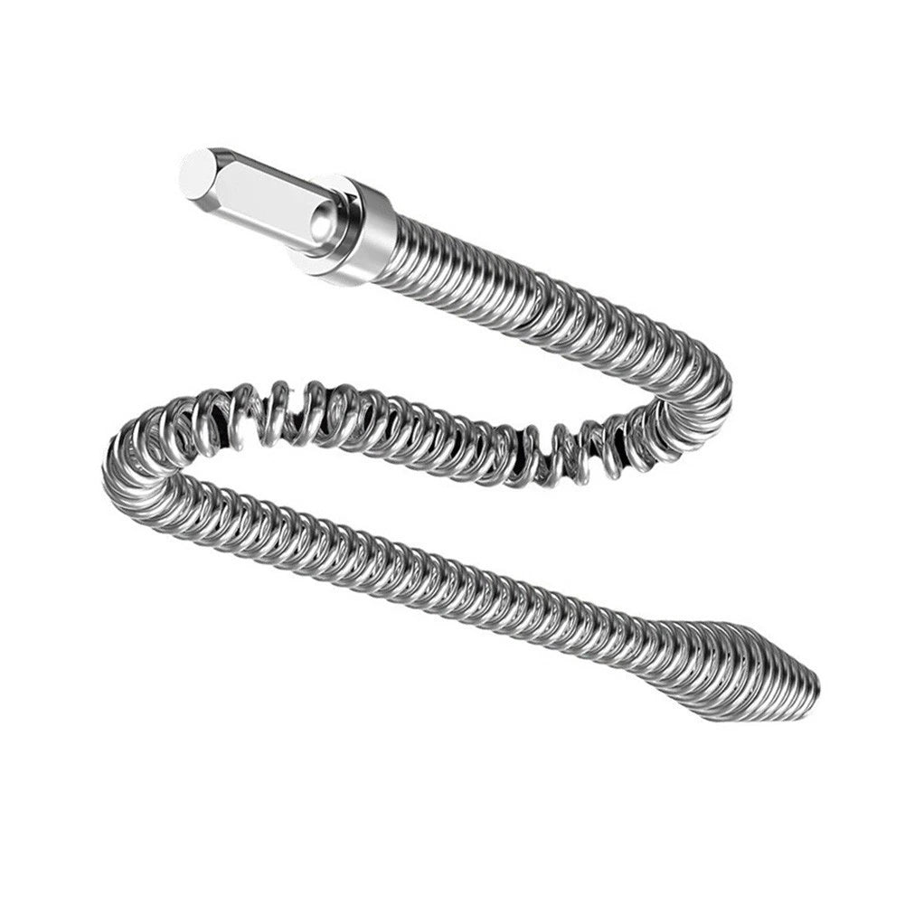 Drain Snake Tool 1.5m Stainless Steel with Drill Mount for Clog Extraction