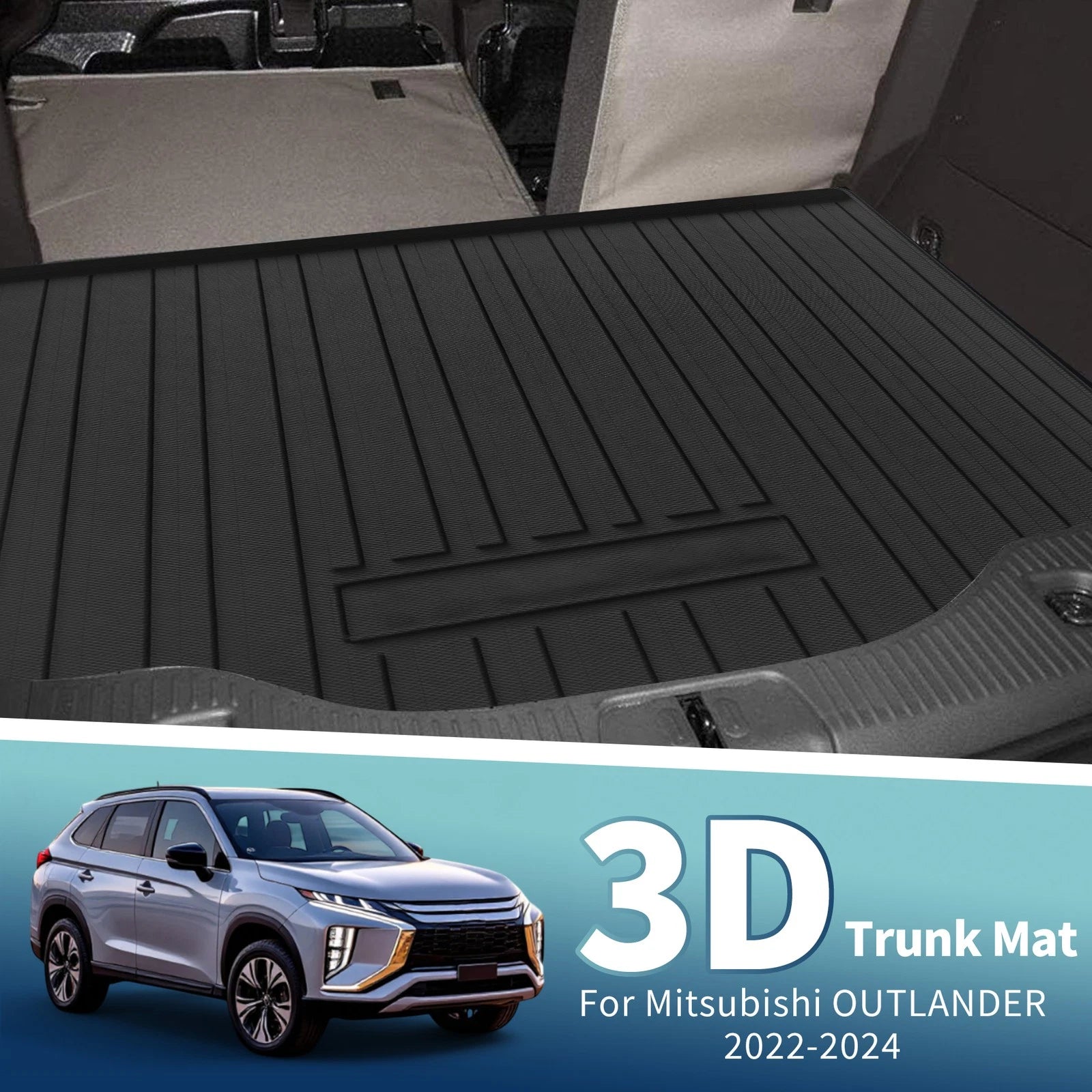 Cargo Liner Rear Trunk Mat TPE Flat for Mitsubishi Outlander (2022–2024)