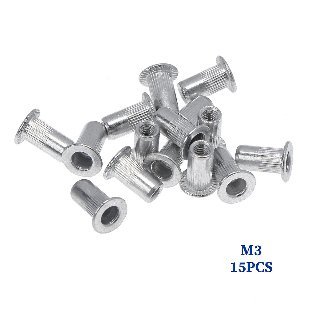 90Pcs Rivet Nut Set M3 M4 M5 M6 M8 M10 Aluminum Flat Head Inserts