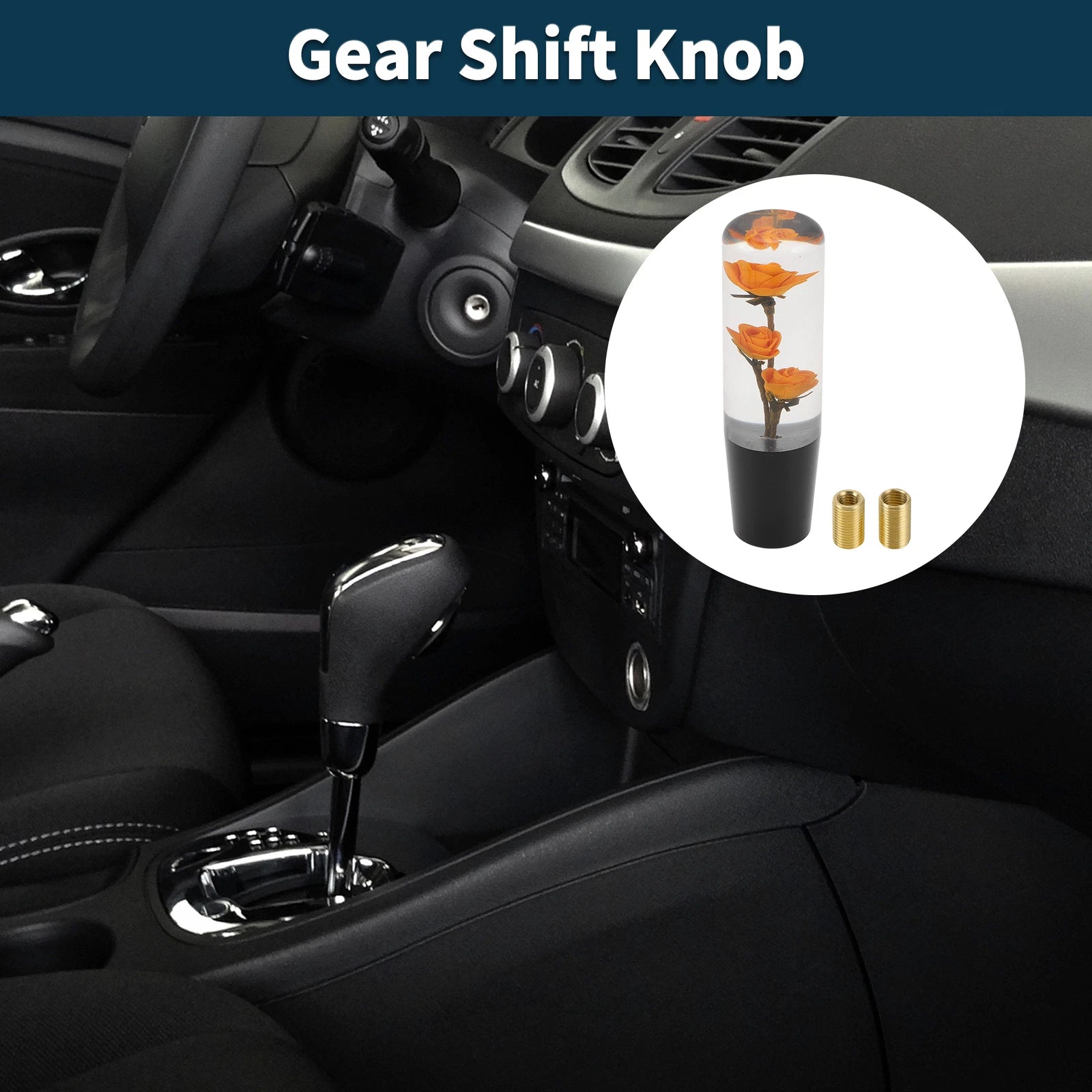 Set of 1 Universal Shift Knob with 2 Adapters for Manual/Automatic Vehicles