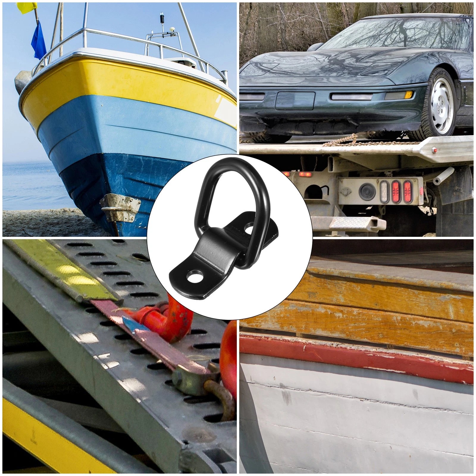 D Ring Tie Down Anchor Set 8pc 1/4 Inch for Trailer Truck Boat (Universal)