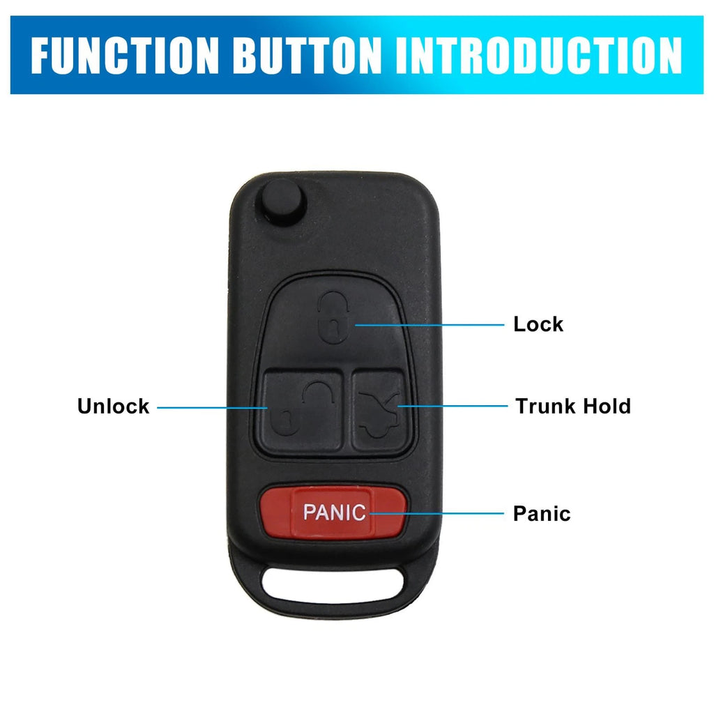 Car Replacement Key Shell Case for Mercedes-Benz 4 Button Black (2010–2022)