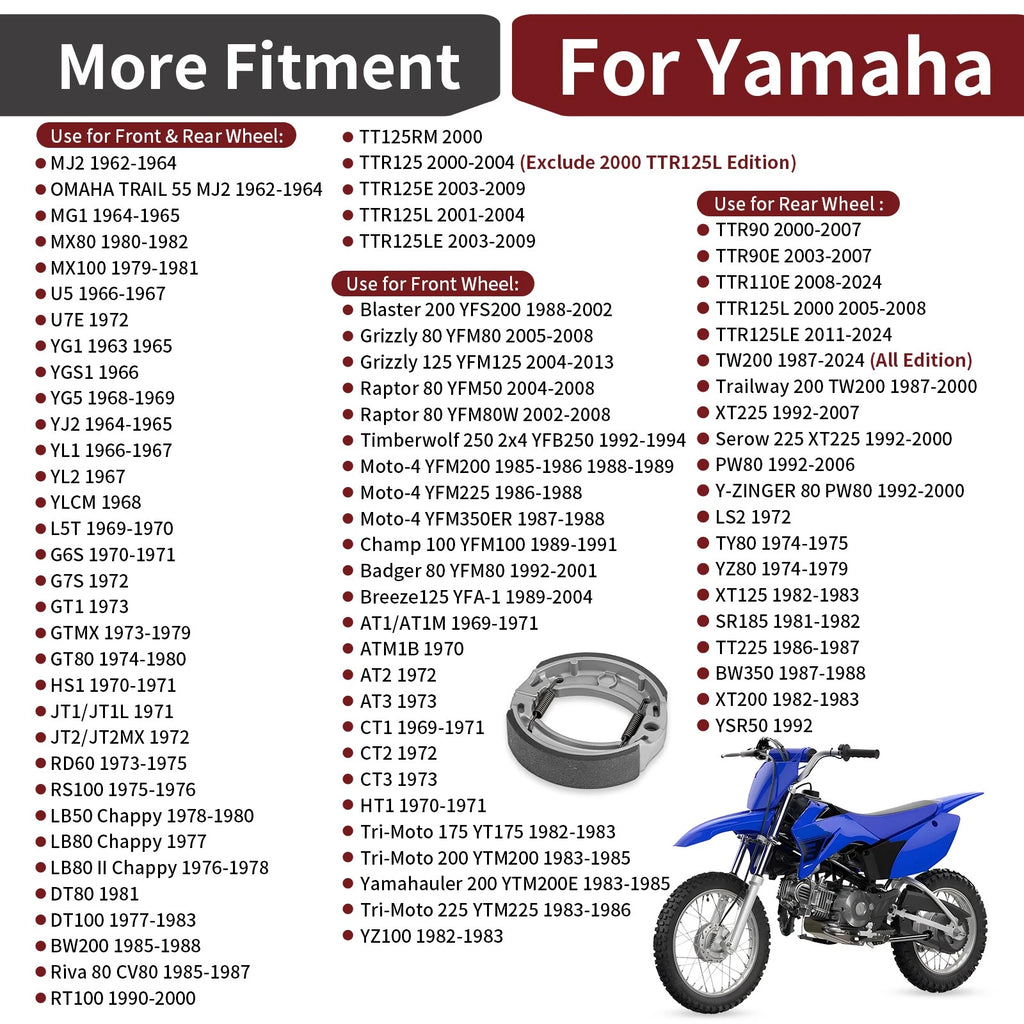 Brake Shoes for Yamaha (4Kn-W253E-11-00, 4Kn-W2536-11-00, 4Kn-W2536-00-00)