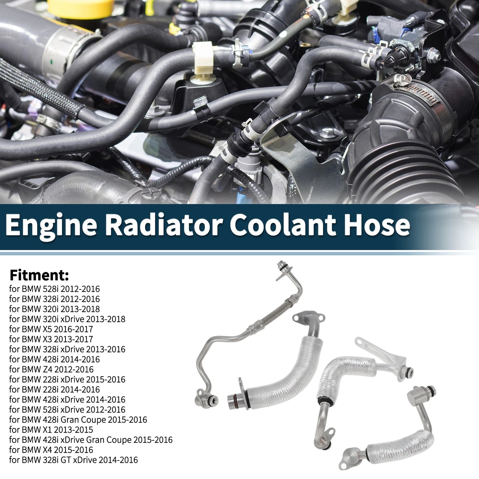 Coolant Hose Engine Radiator Replacement for BMW 528i (2012–2016)