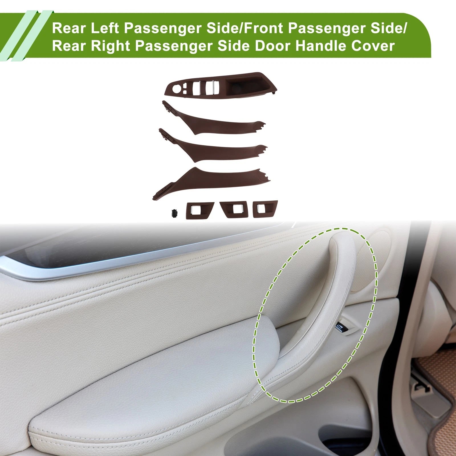 Door Panel Handle Pull Trim Cover for BMW 5 Series (2011–2016) Reddish Brown
