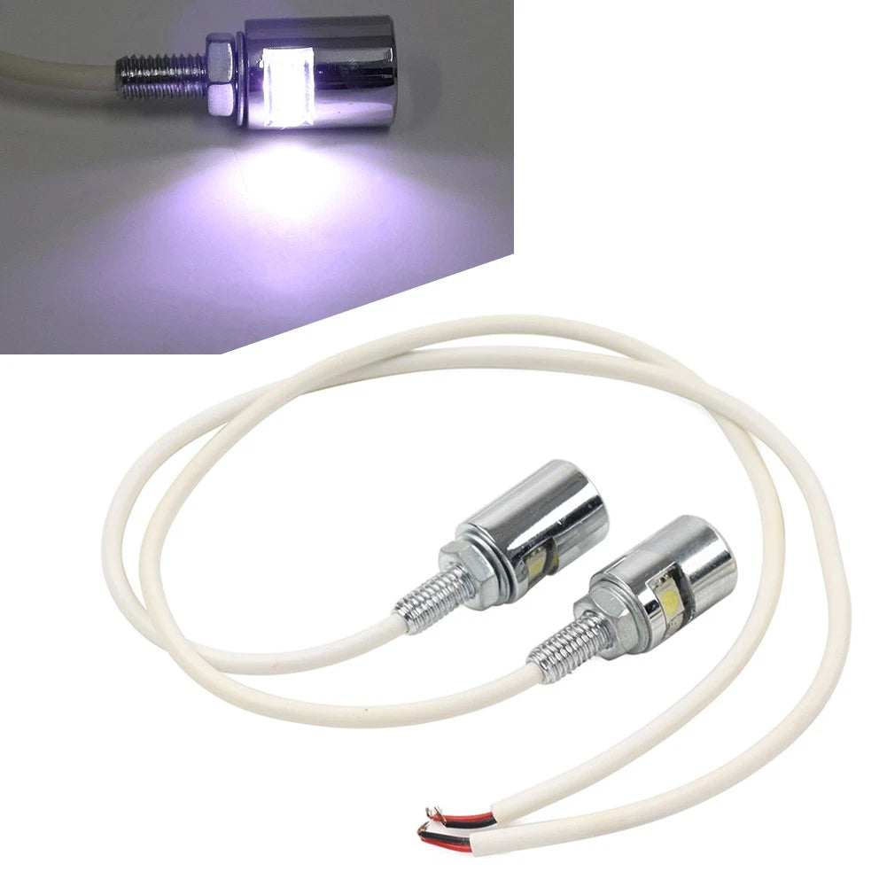 2X Chrome LED Turn Signal Blinker Light for Universal 12V Vehicles