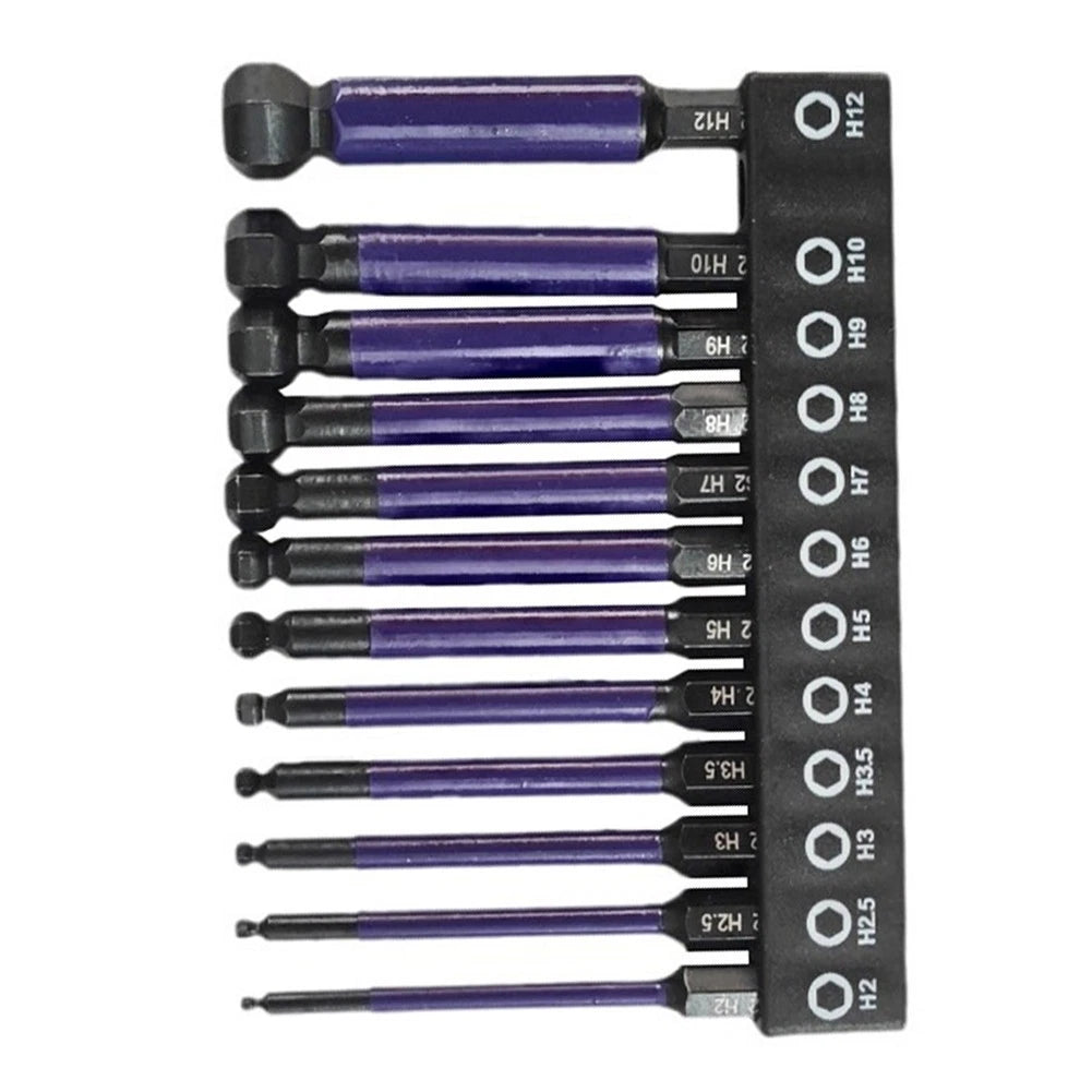 Toolbox Ball End Hex Bit for 1/4 Inch Hex Shank (Clear Size Markings)