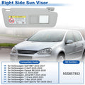 Right Side Sun Visor for Volkswagen Golf MK7 2013–2017 Gray Replacement