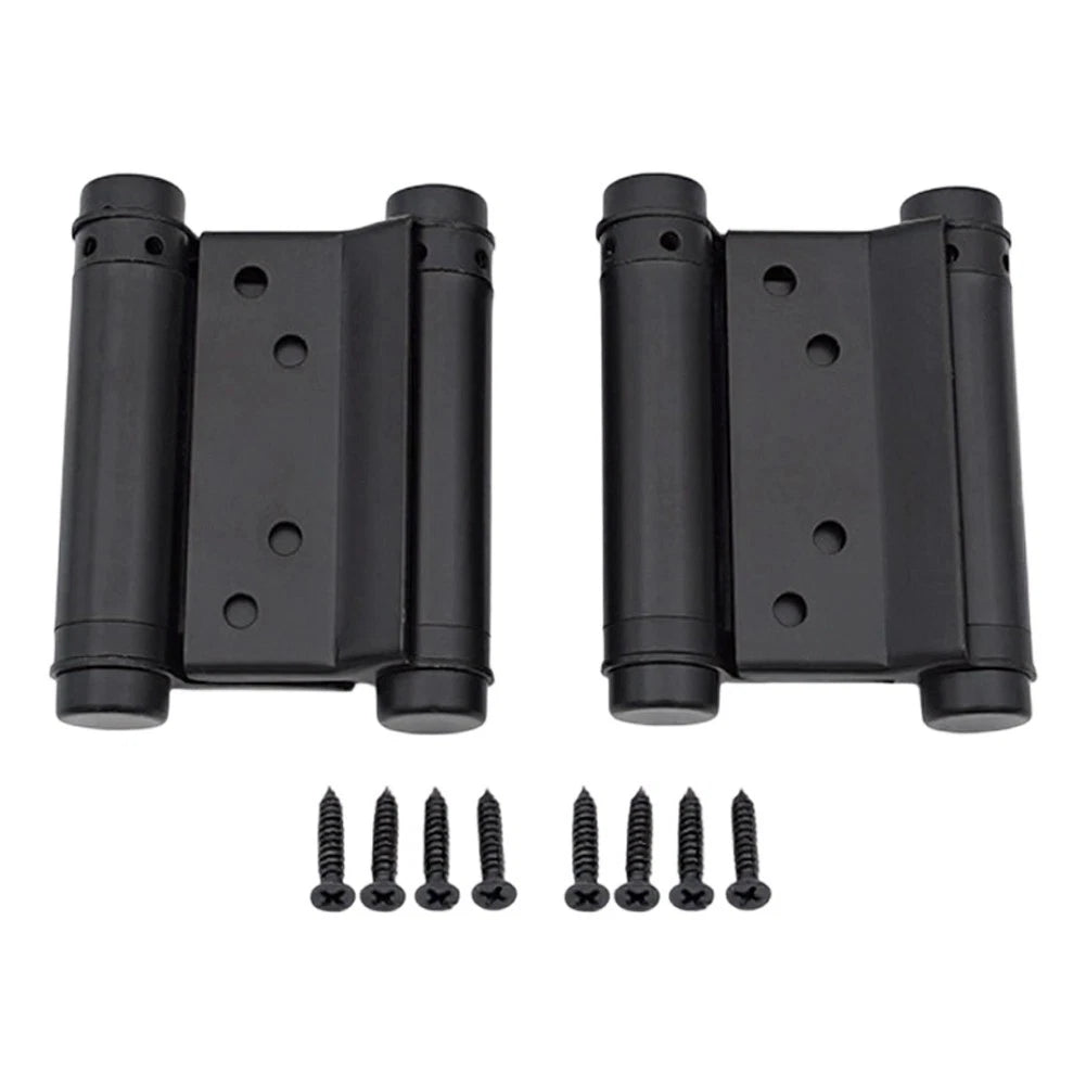 Set of 2 Black Spring Hinges for Bi Directional Doors 120x93mm 130x118mm