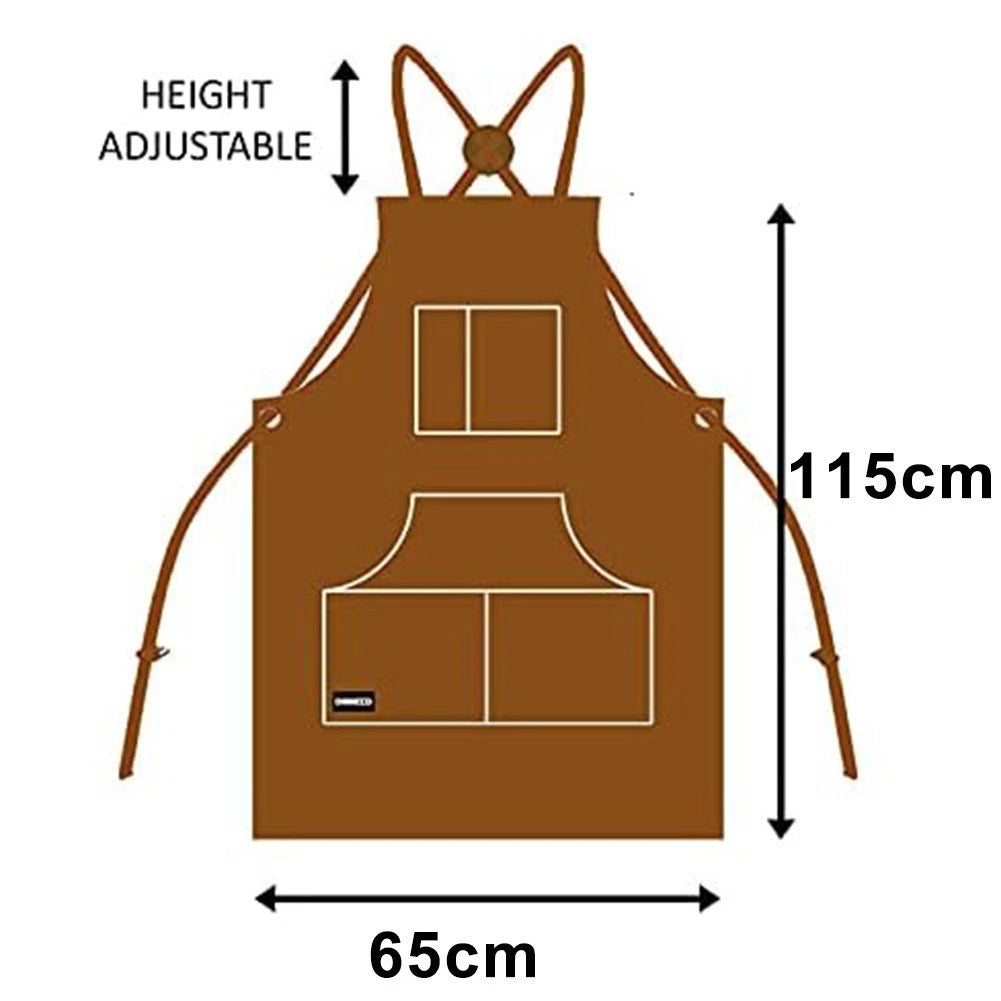 Heavy Duty Leather Welding Apron with 6 Pockets for Heat Protection