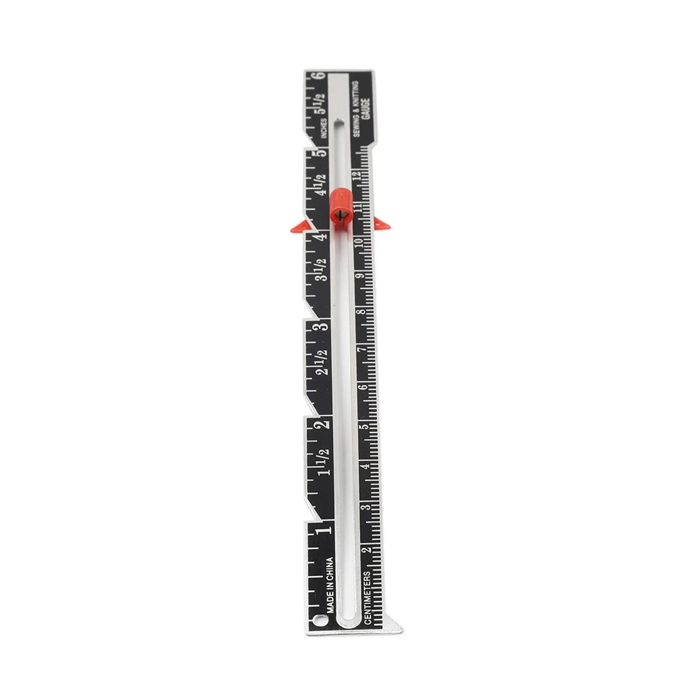Sewing & Knitting Gauge with Sliding Adjustable Marker for Universal Use